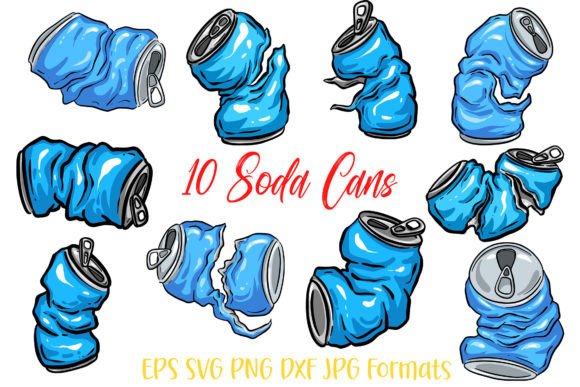 10 Cola Coke Soda Crushed Can PNG Blue: A Dynamic Design Asset