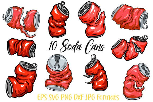 10 Cola Coke Soda Crushed Can PNG Red: Dynamic Design Assets