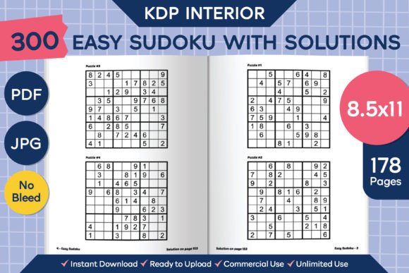 300 Easy Sudoku Puzzles: Your Go-To KDP Interior Solution