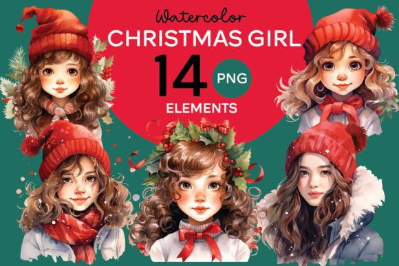 Christmas Girl Cliparts - PNG: Festive Design Assets