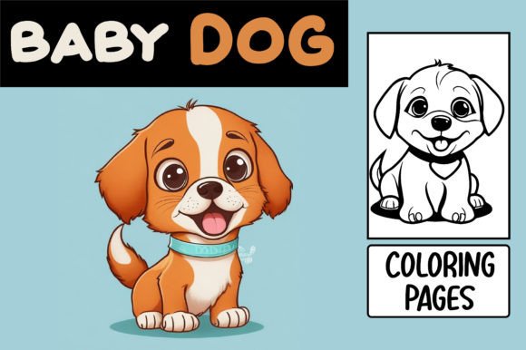 Cute Puppies Cartoon Baby Dog Coloring: A Creative Design Asset