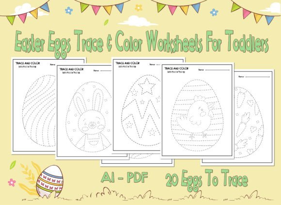 Easter Eggs Trace & Color Worksheets: A Creative Resource for Toddlers and Kids