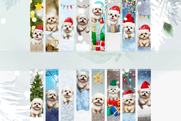 Printable Cute Puppy Christmas Bookmarks