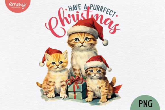 Vintage Christmas Cat PNG Sublimation: A Designer's Go-To Holiday Asset