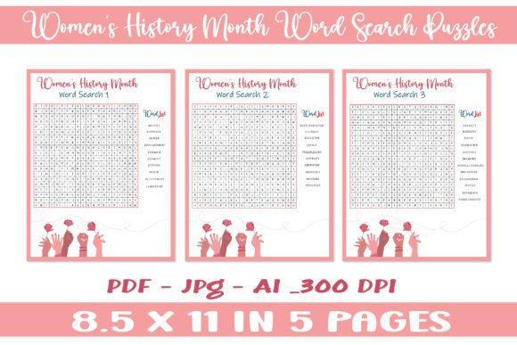 Women History Month Word Search Puzzles for Creative Projects